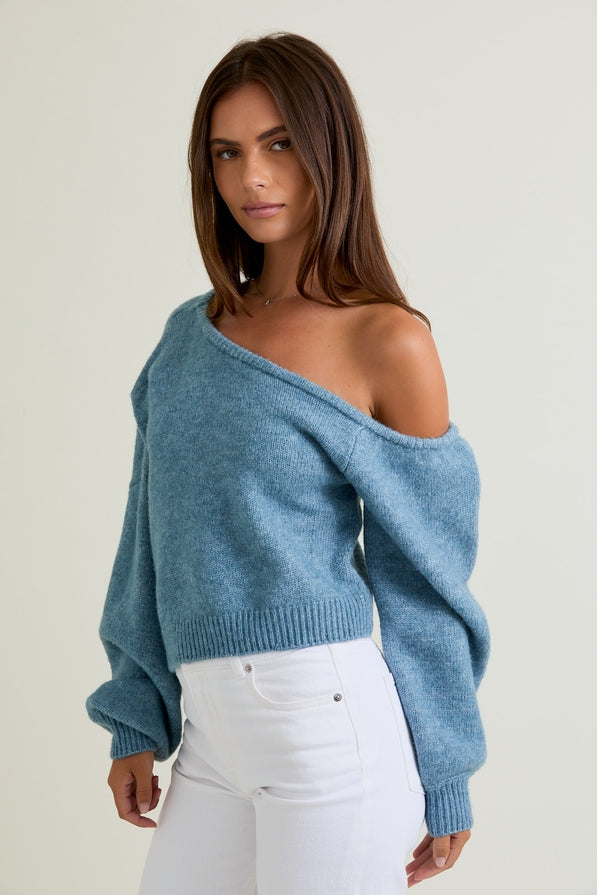 Le Lis Asymmetrical Shoulder Sweater