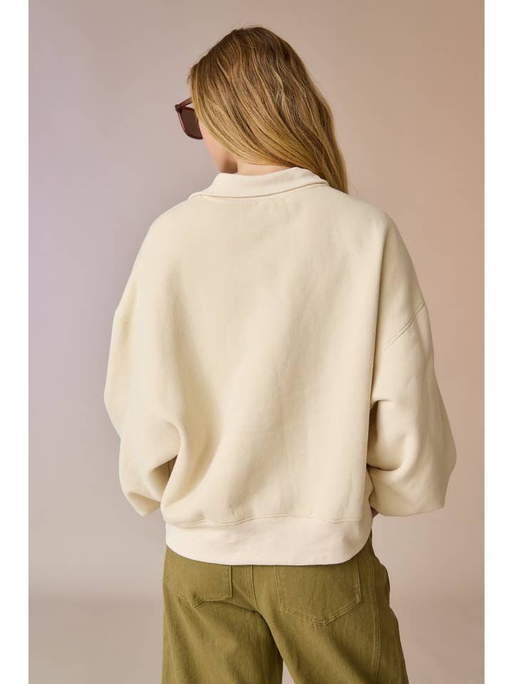 Papermoon Valerie Half-Zip Oversized Sweatshirt