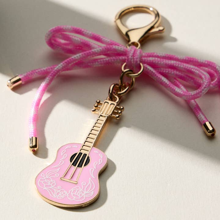 Pink Guitar Keychain