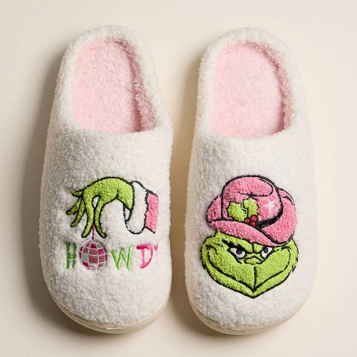 Howdy Grinch Christmas Slippers