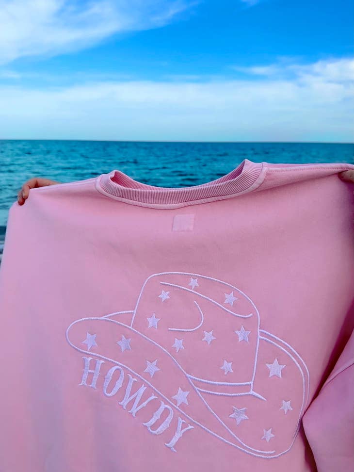 Sunkissed Coconut Howdy Embroidered Sweatshirt