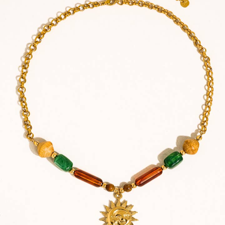 Beaded Sun Pendant Necklace