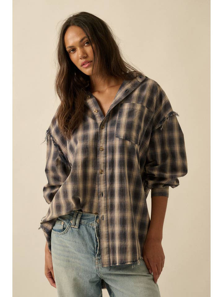 Promesa Raw Edge Oversize Flannel
