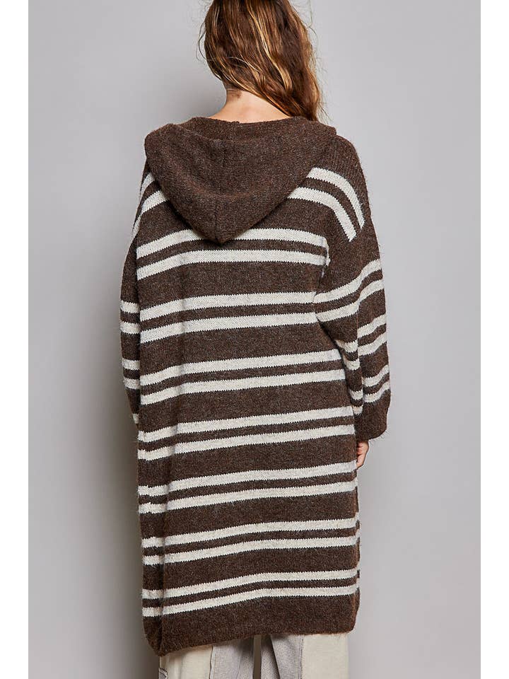 POL Striped Longline Cardigan