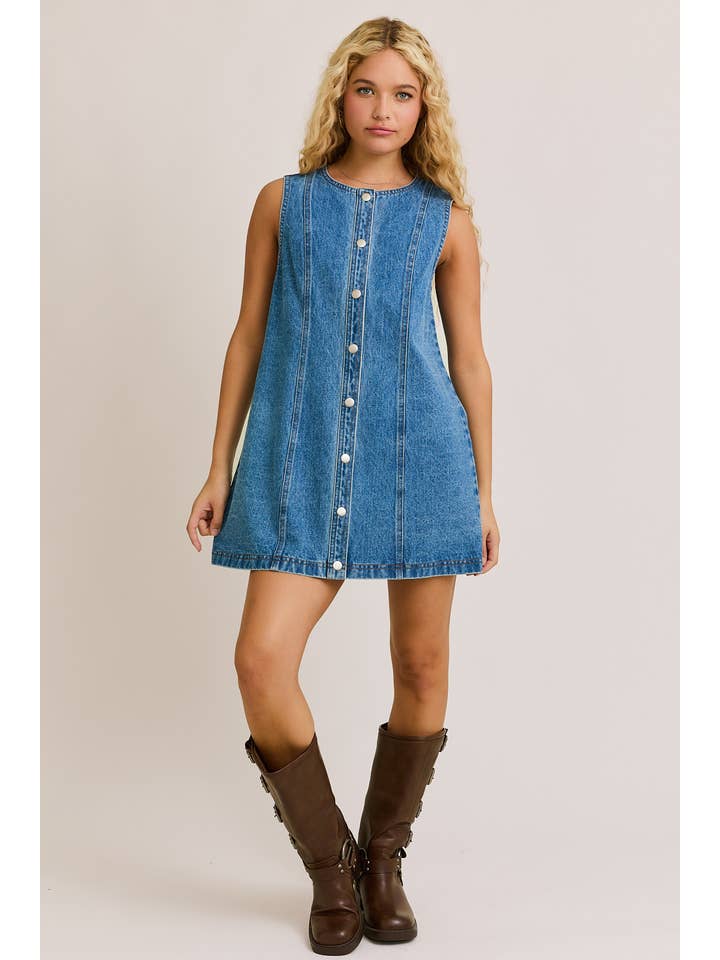 Le Lis Button Down Denim Mini Dress