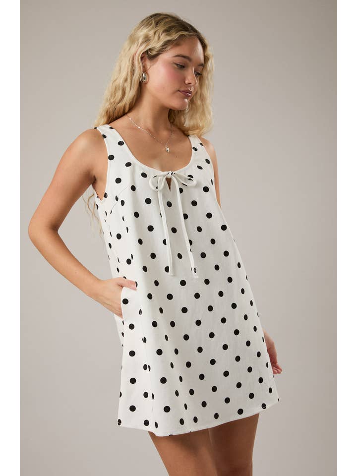 Le Lis Polka Dot Denim Mini Dress