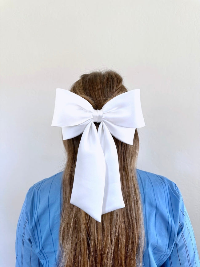 The Perfect Long Satin Hair Bow Barrette