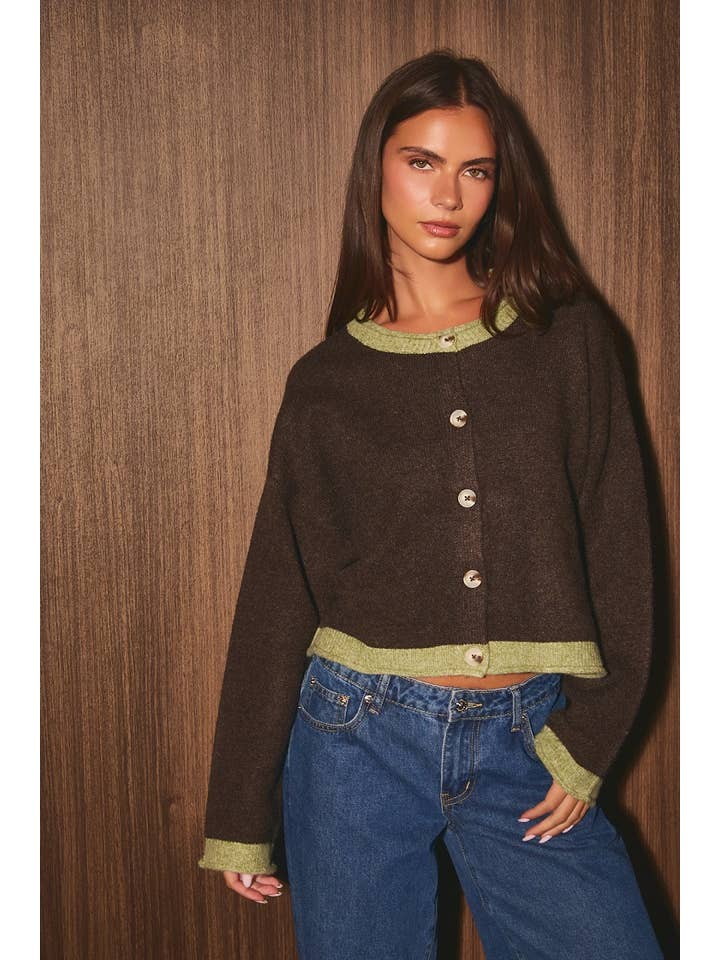 Le Lis Contrast Hem Cardigan