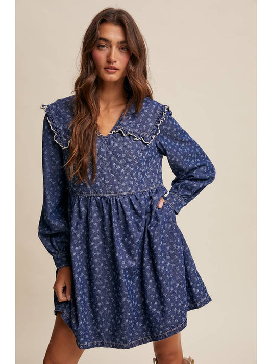 Listicle Denim Mini Dress