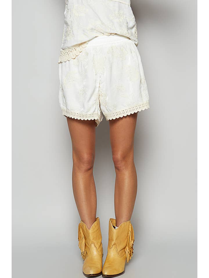 POL Crochet Floral Shorts