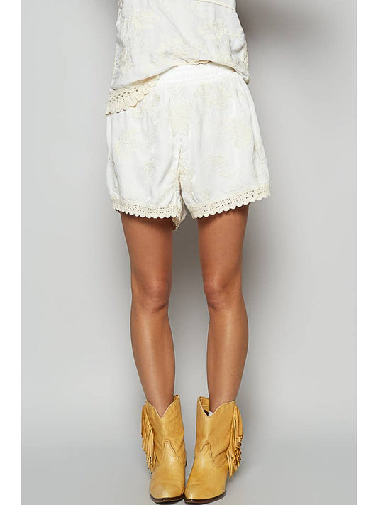 POL Crochet Floral Shorts