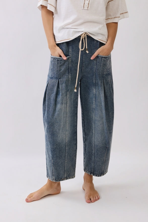 Oddi Washed Denim Barrel Pants