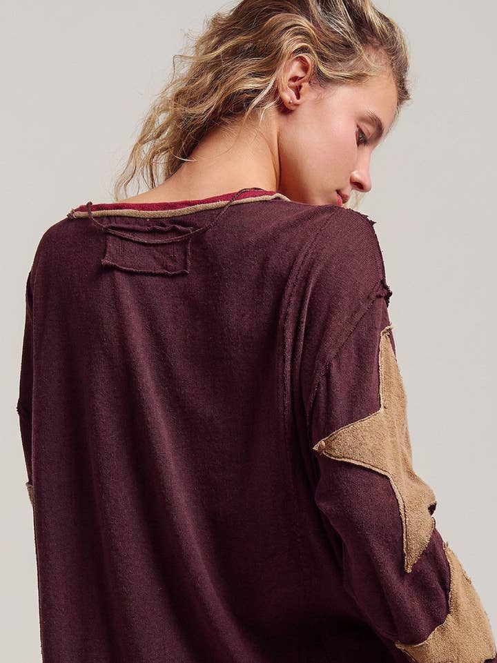 Urban Daizy Star Patch Slouchy Knit Top