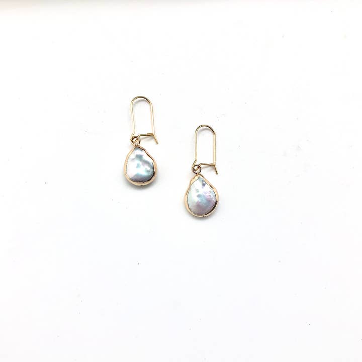 Pearl Drop Coin Earrings