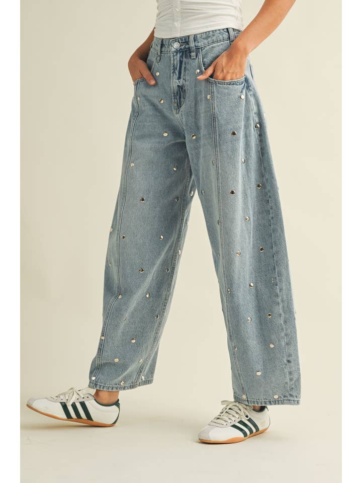 Klesis Studded Barrel Jeans