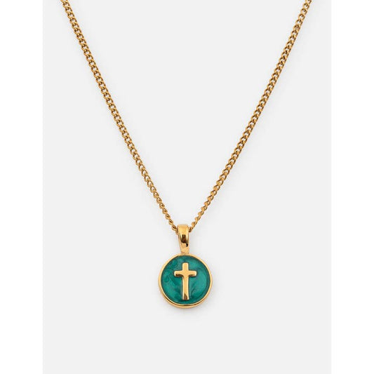 Emerald Cross Pendant Necklace