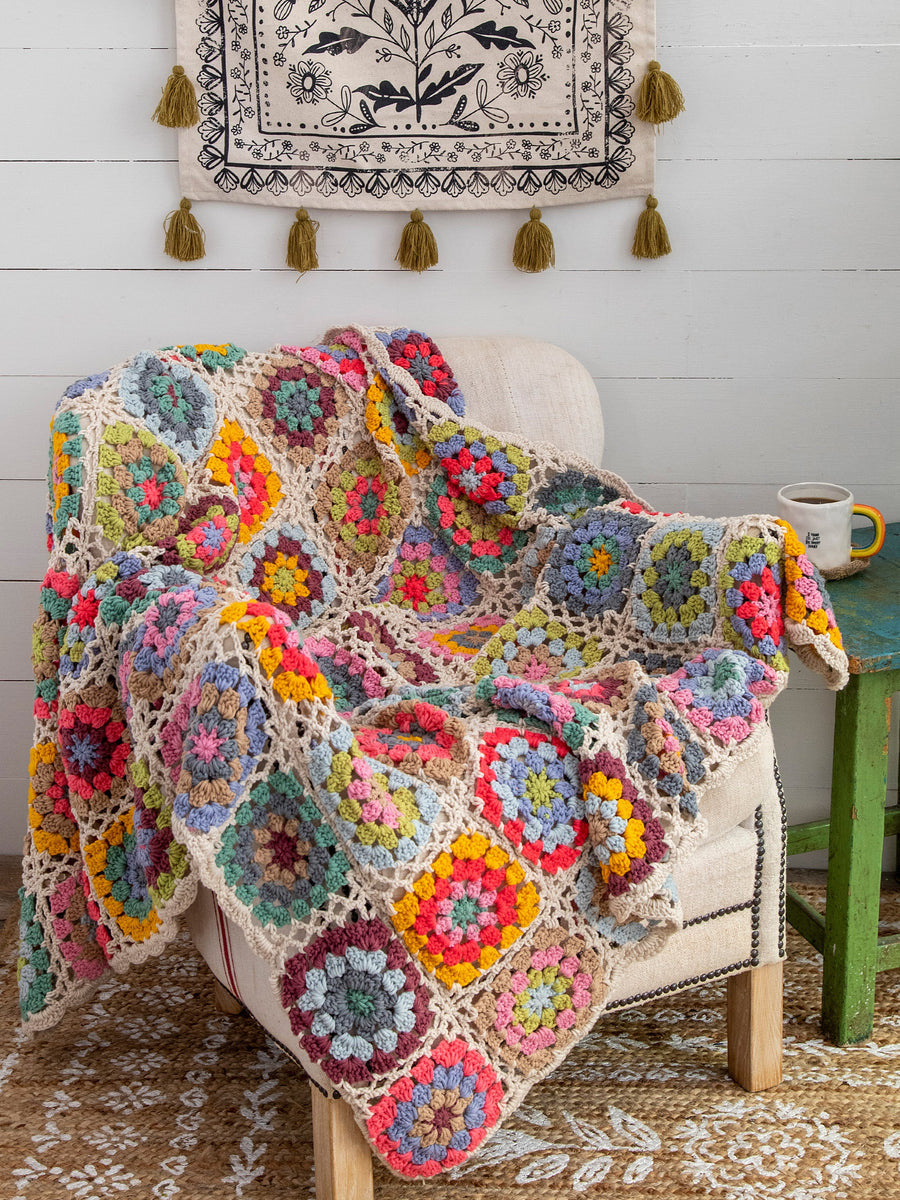 Natural Life Granny Square Crochet Blanket