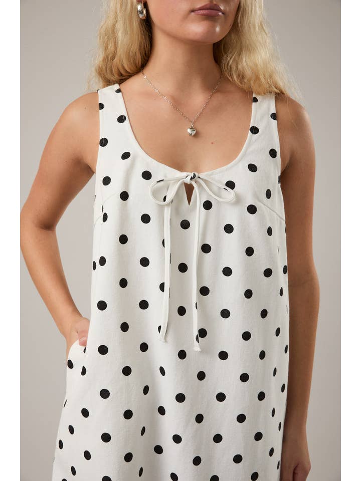 Le Lis Polka Dot Denim Mini Dress