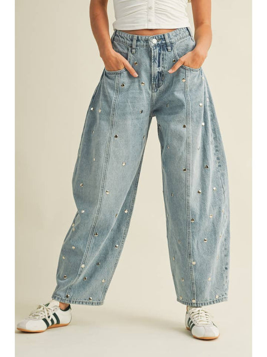 Klesis Studded Barrel Jeans