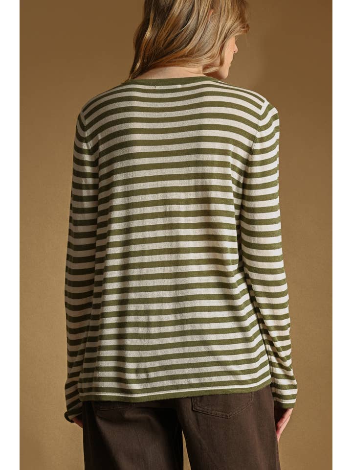 Miou Muse Round Neck Striped Long Sleeve