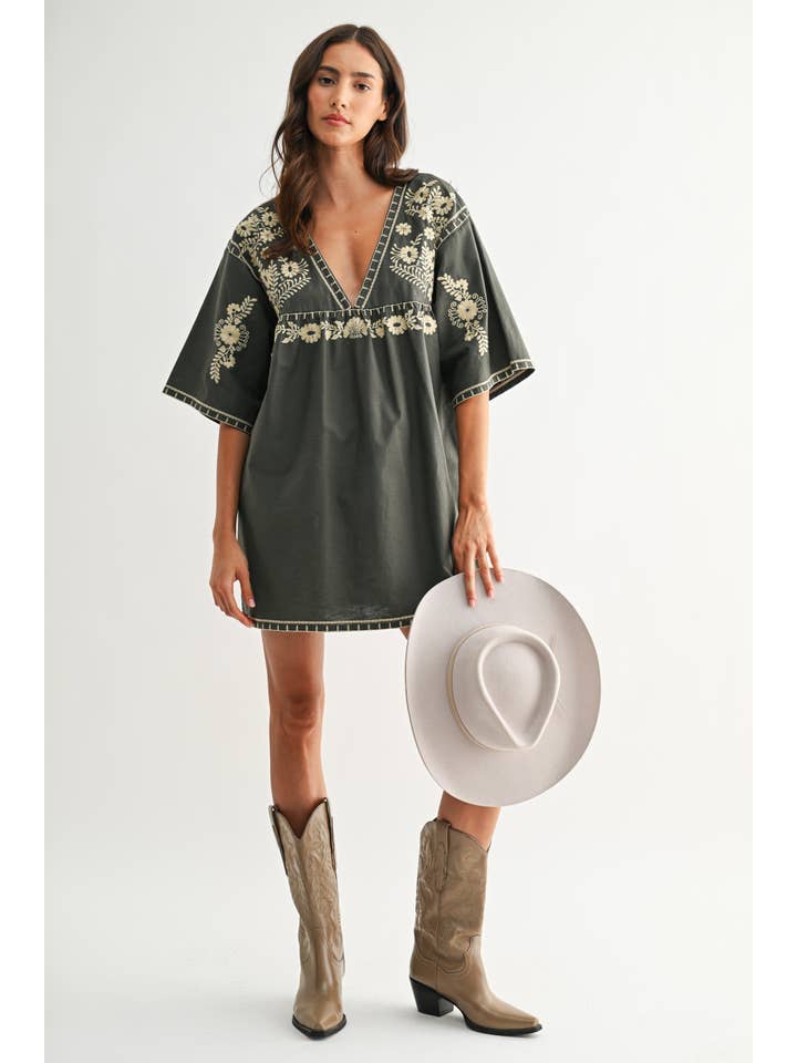 Camelia Embroidered Shift Dress