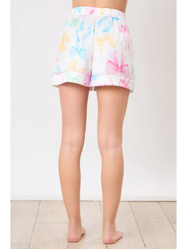 Ribbon Printed Pajama Shorts