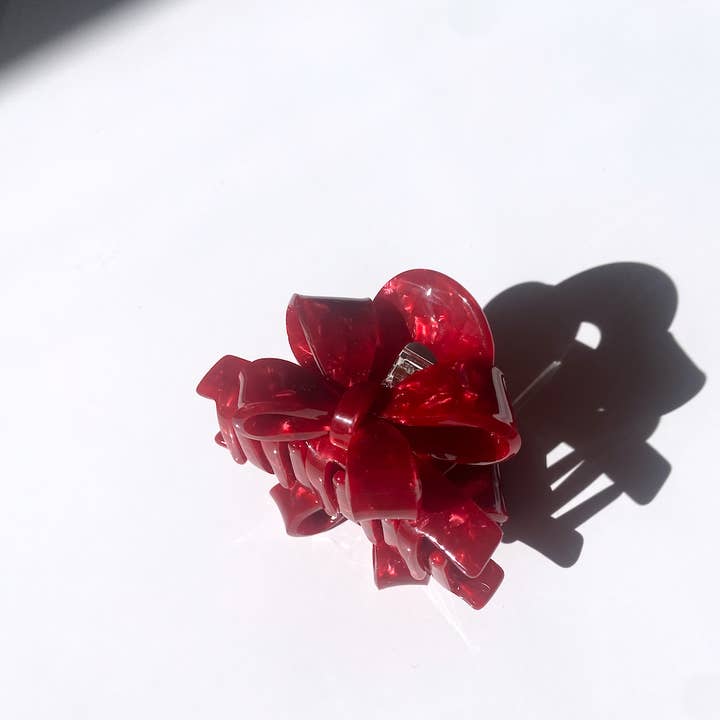 Red Bow Acetate Holiday Hair Clip