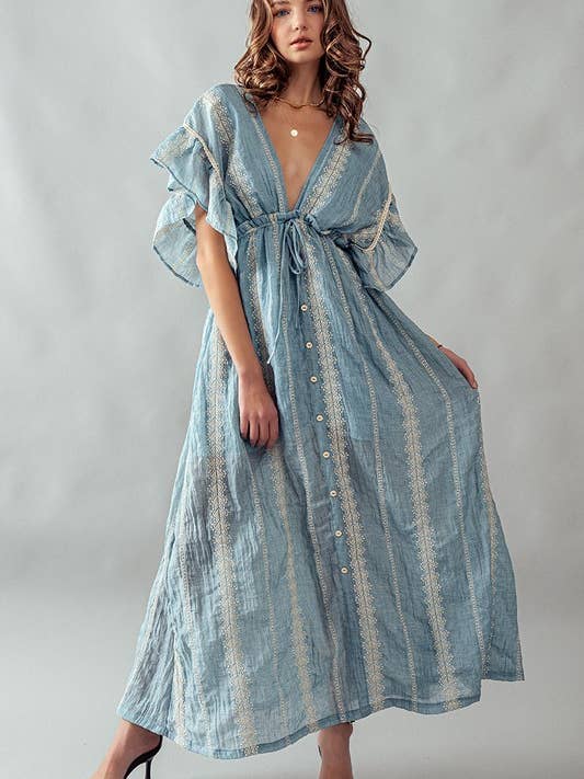 Omi Jo Blue online Crosshatch Maxi Dress