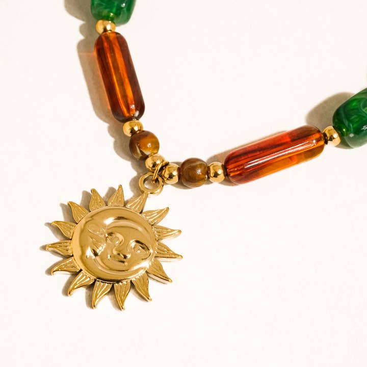 Beaded Sun Pendant Necklace