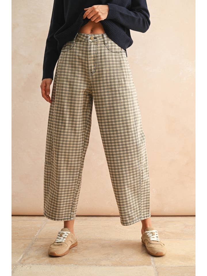 Miou Muse Checker Barrel Pants