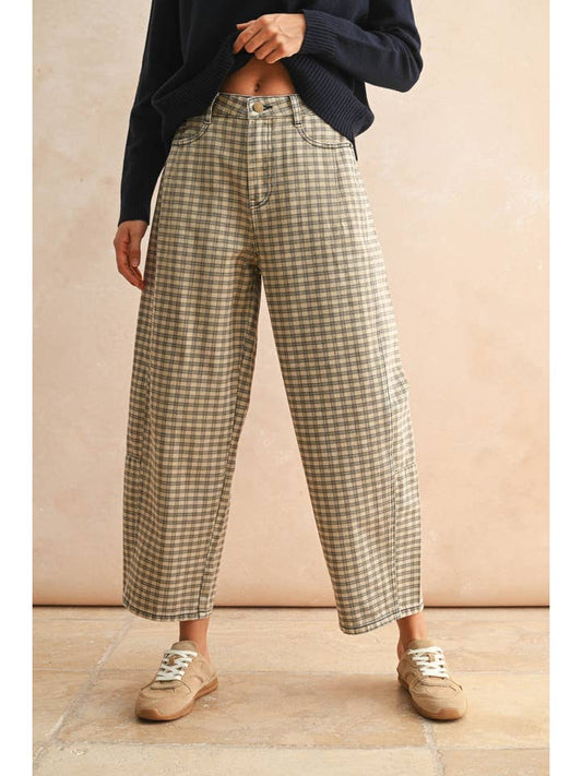 Miou Muse Checker Barrel Pants