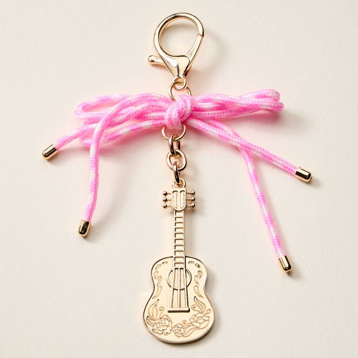Pink Guitar Keychain