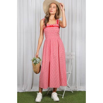 Vine & Love Velvet Trim Midi Dress