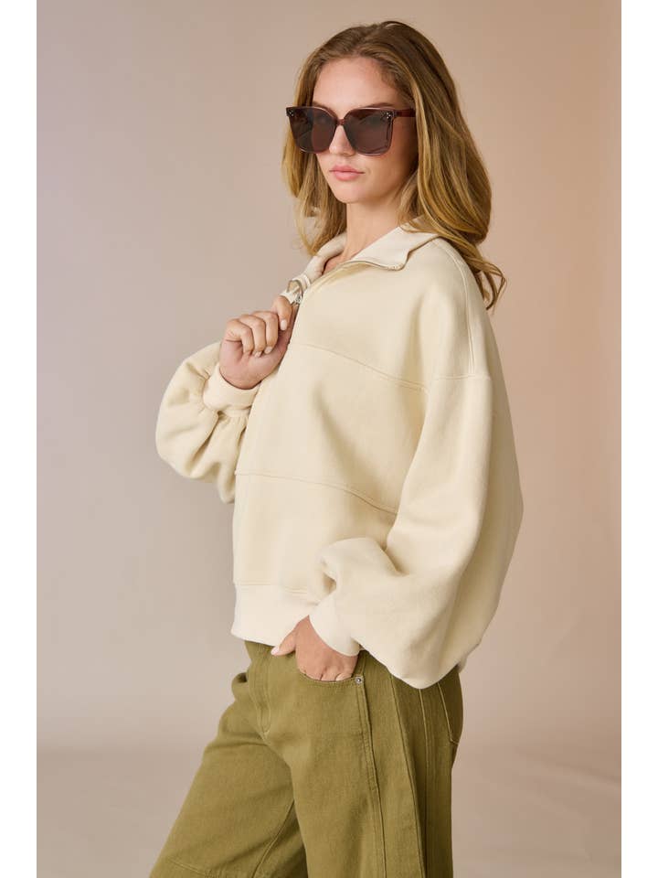 Papermoon Valerie Half-Zip Oversized Sweatshirt