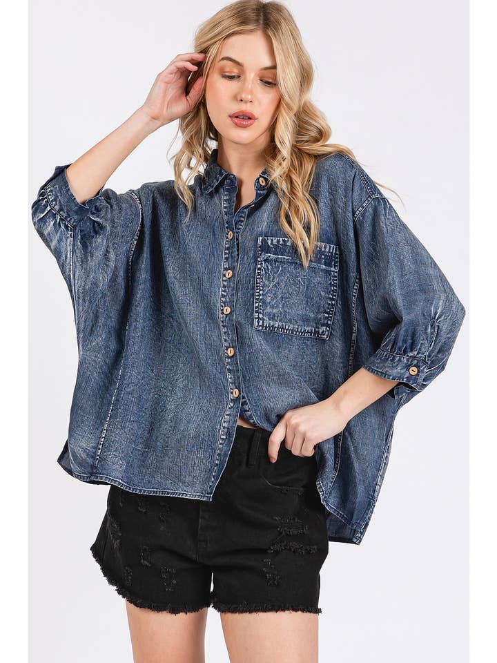 Washed Tencel Dolman Sleeve Shirt