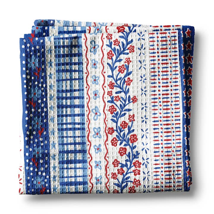 Floral Red White & Blue Kitchen Towel