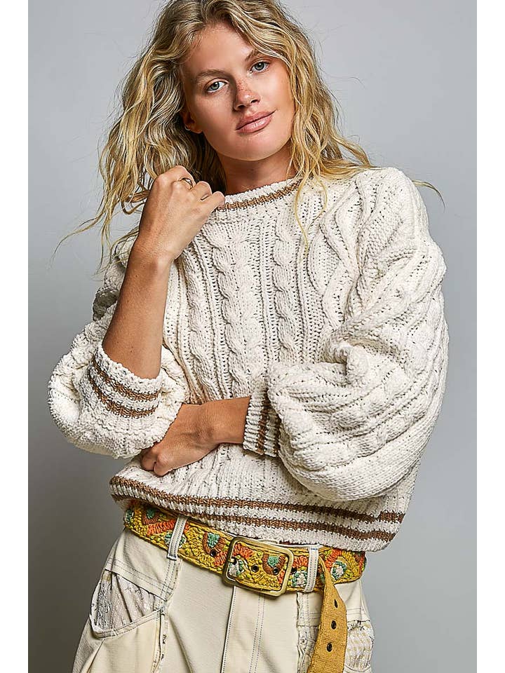 POL Cable Knit Crewneck