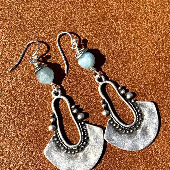 Silver Aquamarine Dangle Earrings