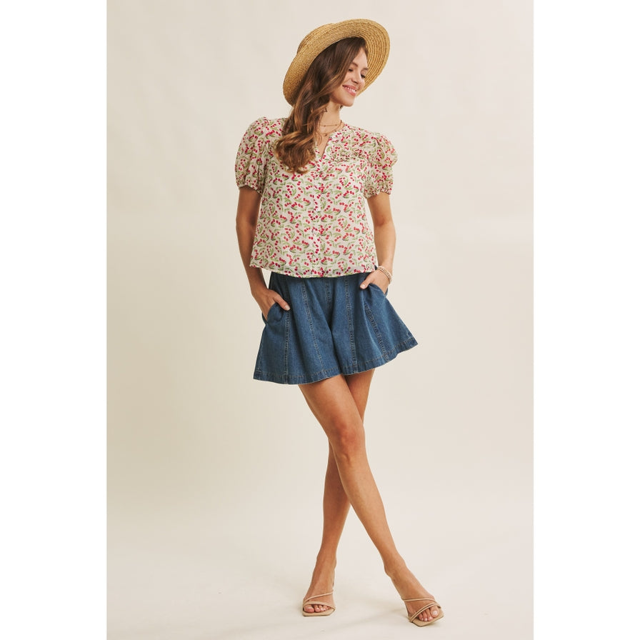 In February Denim Flared Shorts