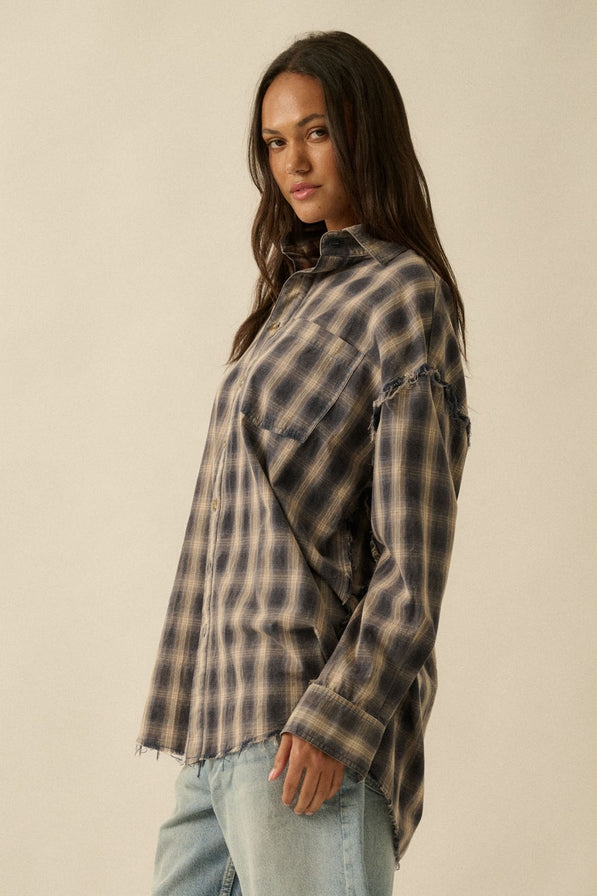 Promesa Raw Edge Oversize Flannel