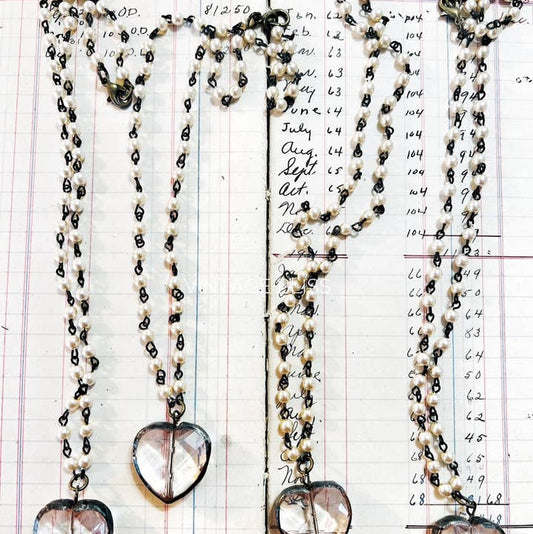 Soldered Mini Glass Heart Beaded Chain Necklace