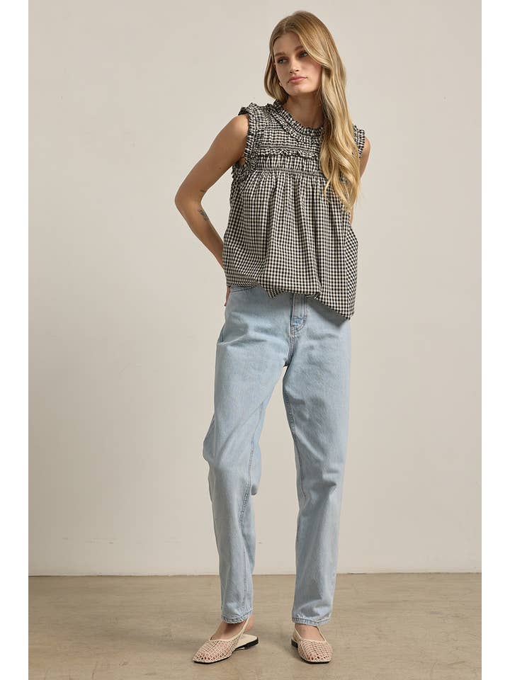 Gingham Ruffle Blouse