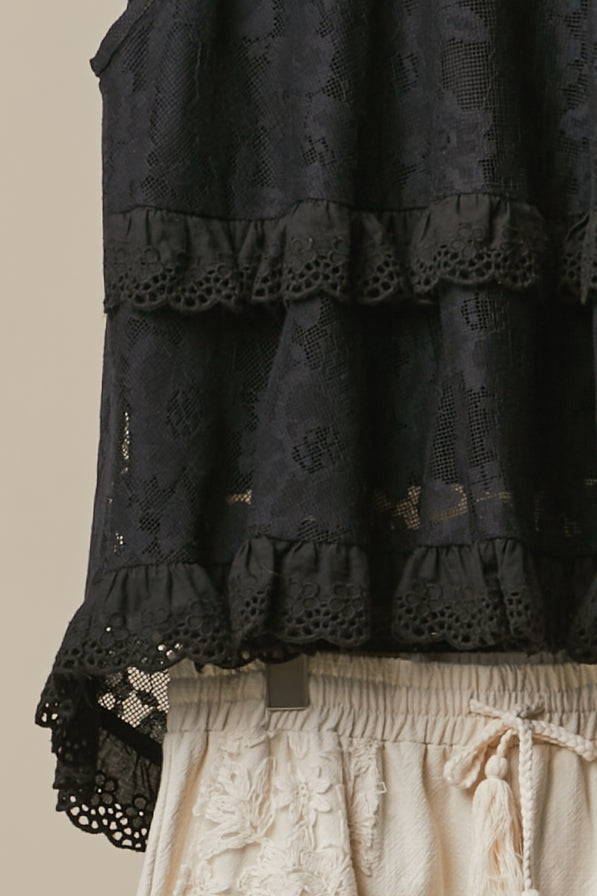 High-Low Layered Lace Top