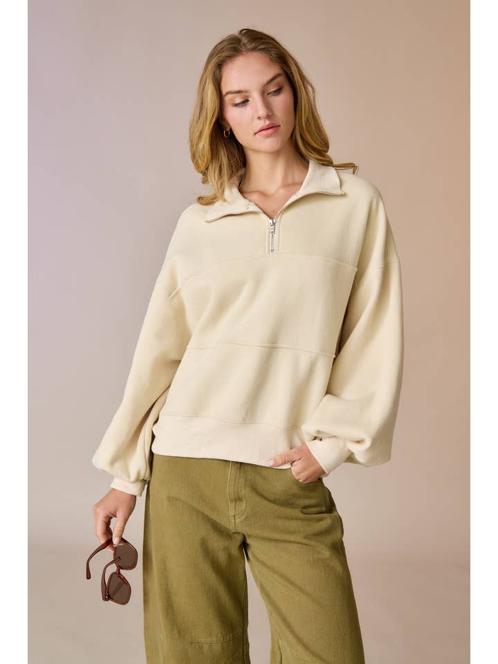 Papermoon Valerie Half-Zip Oversized Sweatshirt