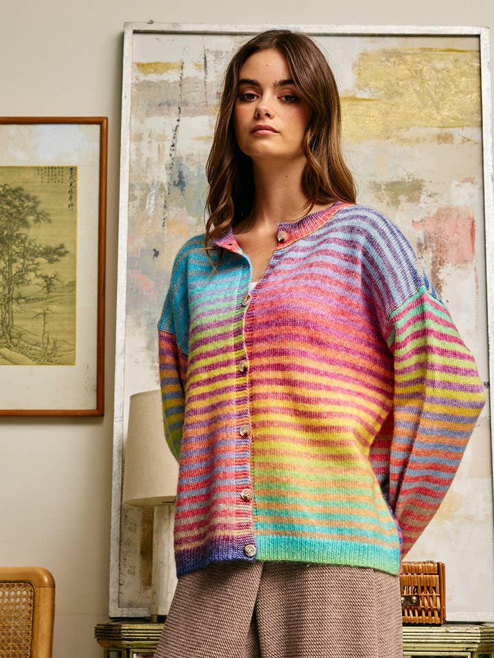 Bucketlist Space Dye Button Down Cardigan