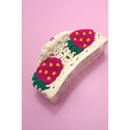 Jumbo Strawberry Crochet Claw Clip