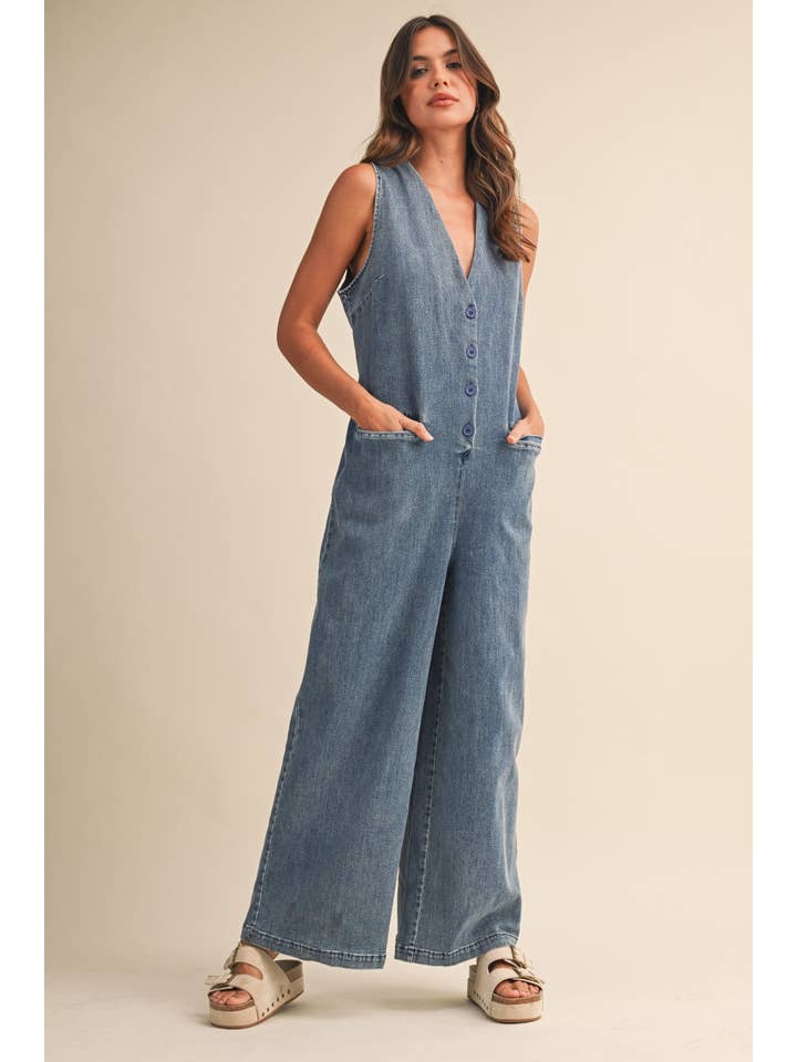 Klesis Sleeveless Denim Jumpsuit