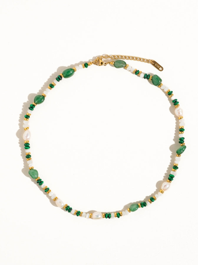 Bohemian Rose Pearl & Bead Necklace