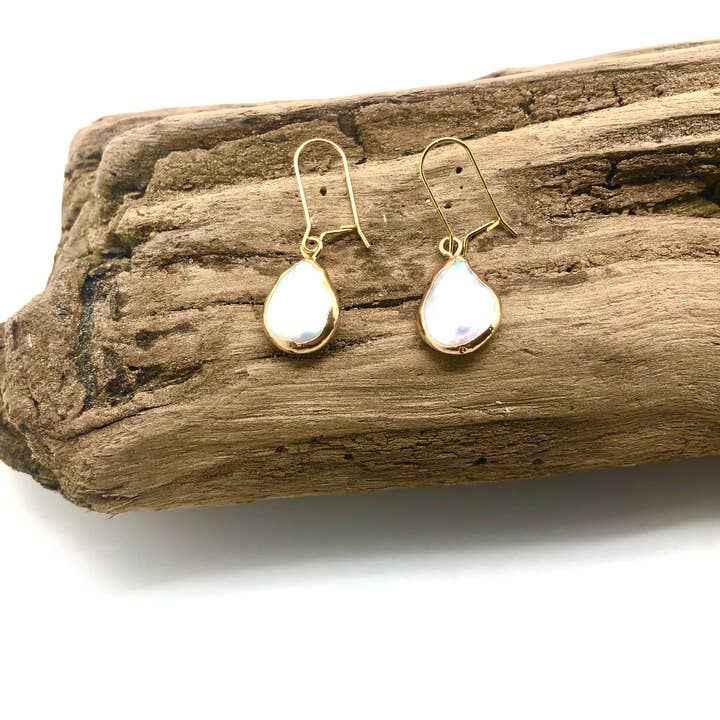 Pearl Drop Coin Earrings
