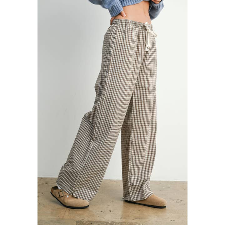 Gingham Adjustable Loose Pants